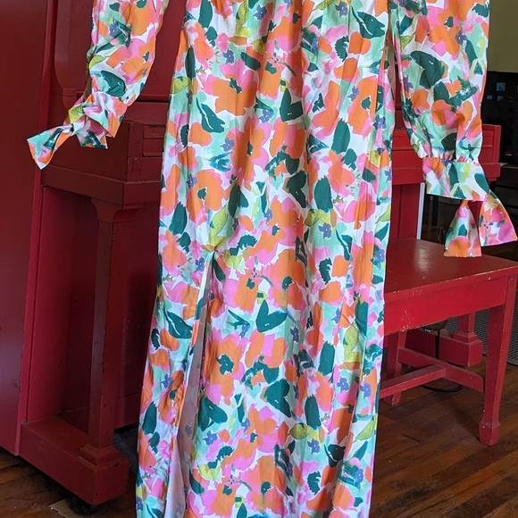 PrettyLittleThings Floral Print Puff Sleeve Long Summer Dress Size 4 - Picture 4 of 7